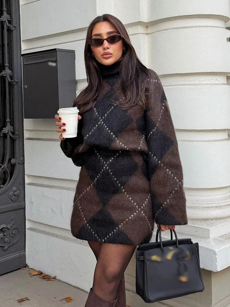 HH Women's Fashion Knitted Single Breasted Long Sleeve O-Neck